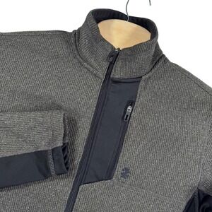IZOD Advantage Performance Full Zip Jacket Mens S Green Black Fleece‎ Outdoor
